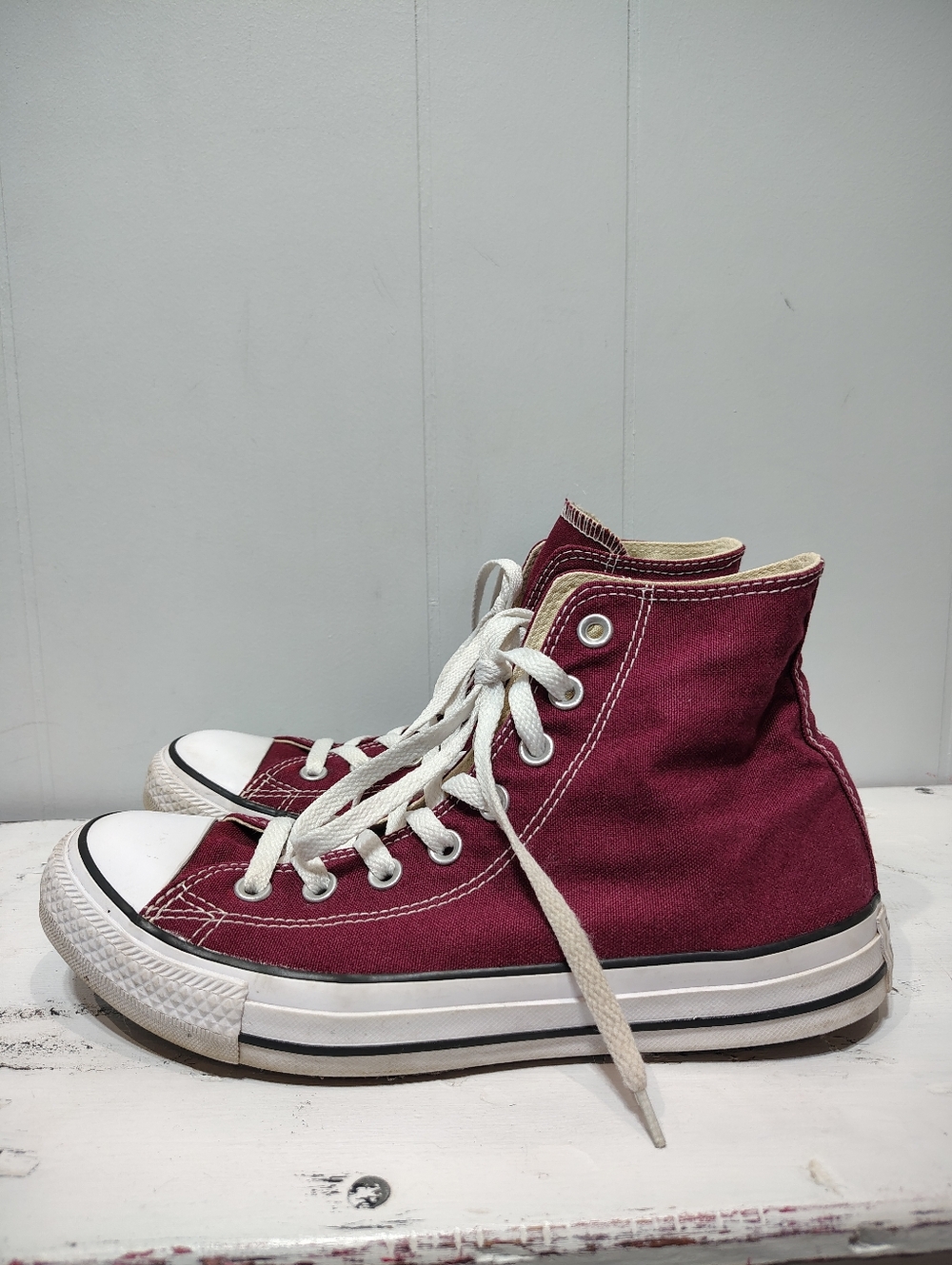 Converse Chuck Taylor All Star High Top Maroon Burgundy Sneakers Mens 7 Womens 9 - Picture 3 of 6